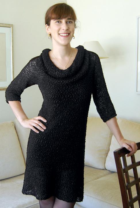 Woman Modeling the Little Black Knitted Dress