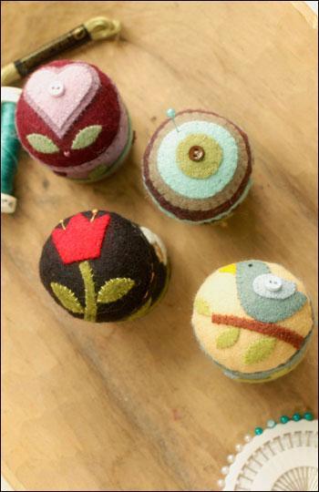 Pincushions Featuring Folk Art Inspired Designs