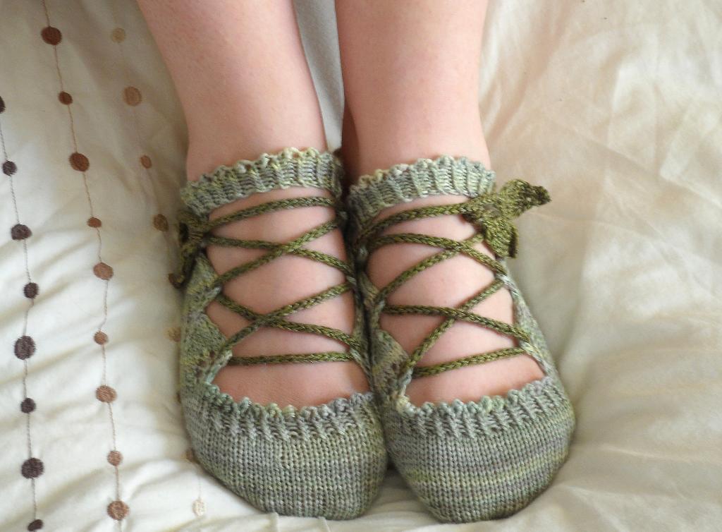 Green Knit Ballet Slippers