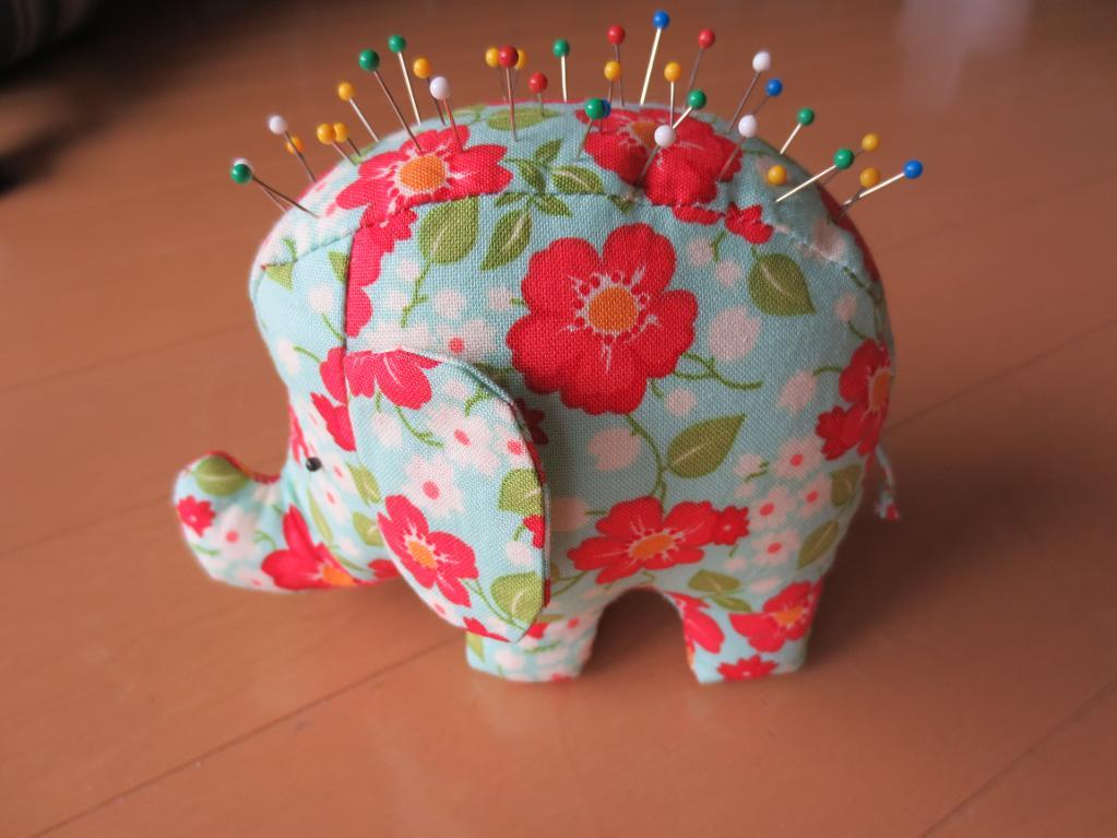 Patterned Elephant Pincushion with Pins