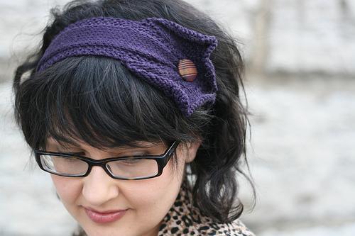 Deep Blue Headband with Wooden Button, on Bluprint 