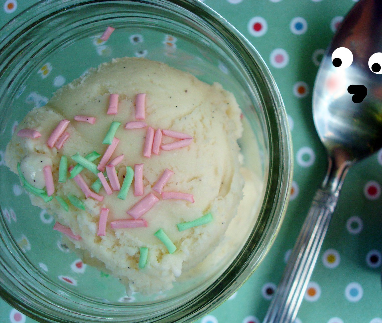Sprinkles on Ice Cream, Spoon with Cartoon Face
