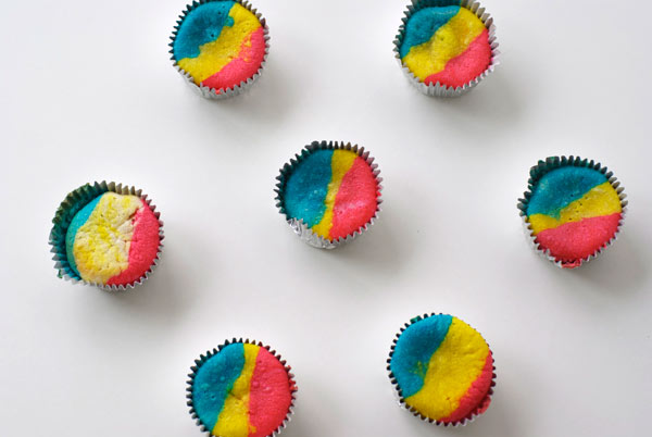 Baked Rainbow Striped Cupcakes