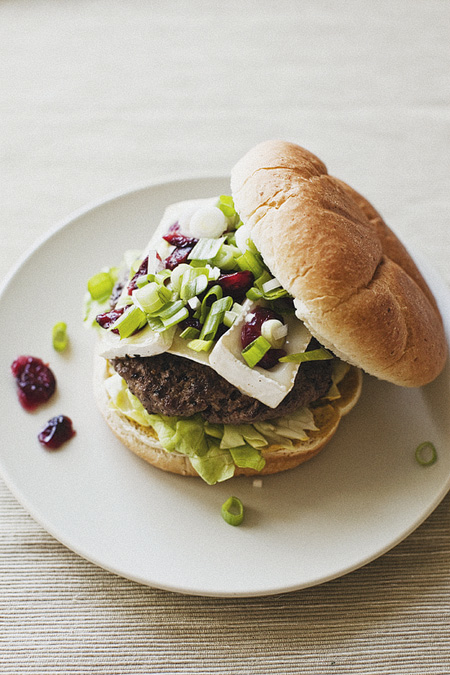 Burger with Brie and Greens on Hamburger Bun