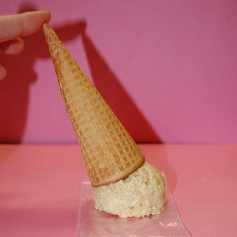 Adding Ice Cream Cone on Top of Rice Krispies Scoop