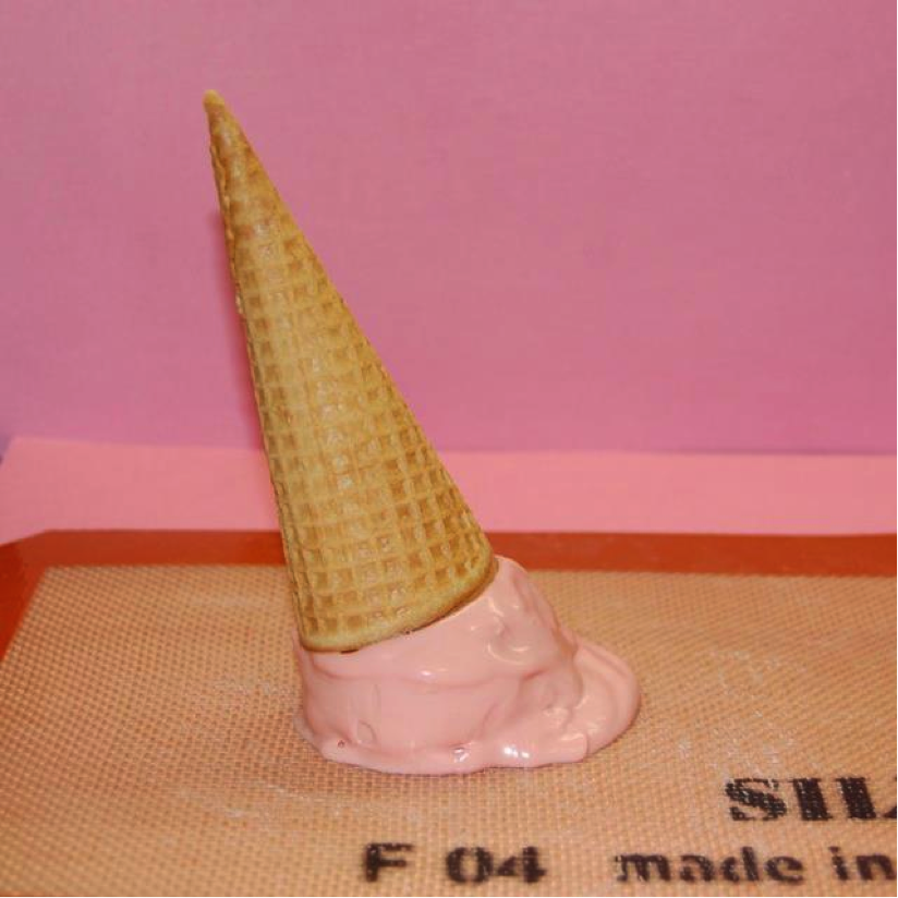 Cooled "Ice Cream" with Cone Added on Top