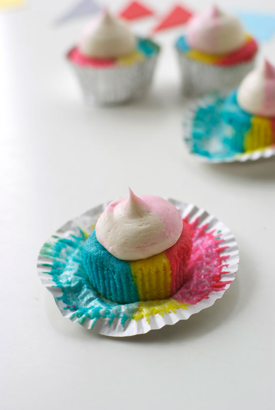 Striped Cupcakes with Dollops of Icing