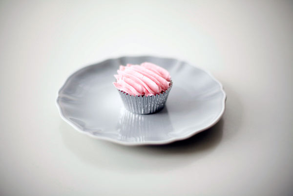 Cupcake with Pink Piped Lines