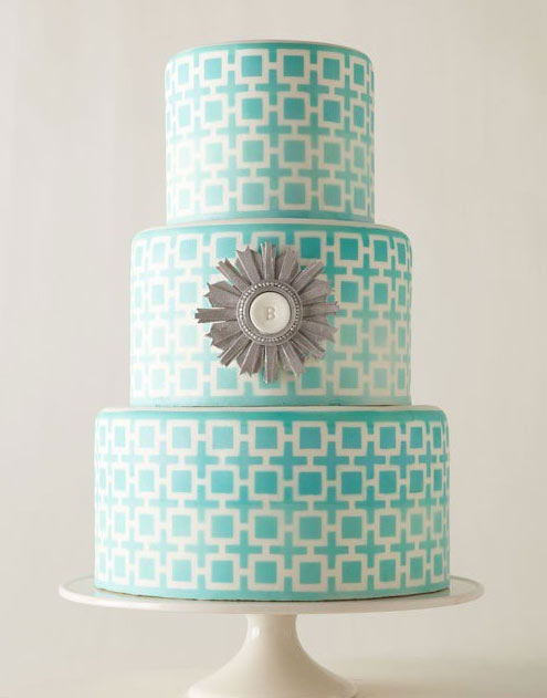 Green Geometric-Patterned Cake