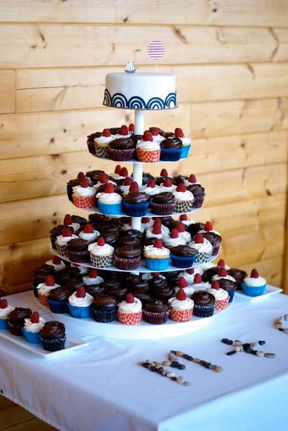 Wedding Cupcake Tower, Multi-Colored Cupcakes