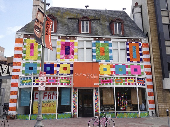 Storefront Covered in Yarn 