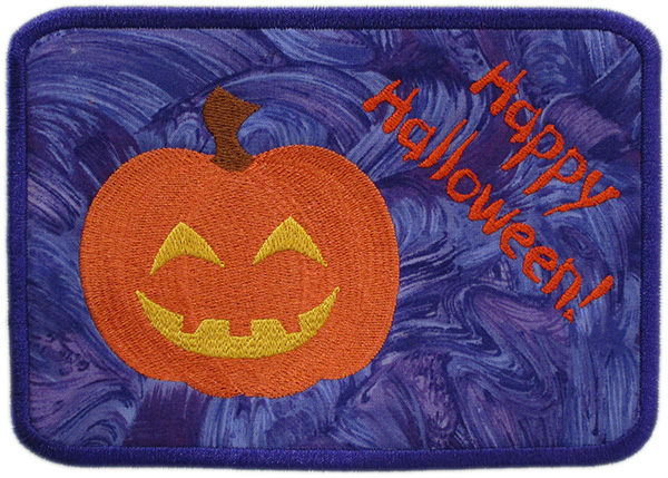 Embroidered Patch Featuring Pumpkin and "Happy Halloween!" Text 