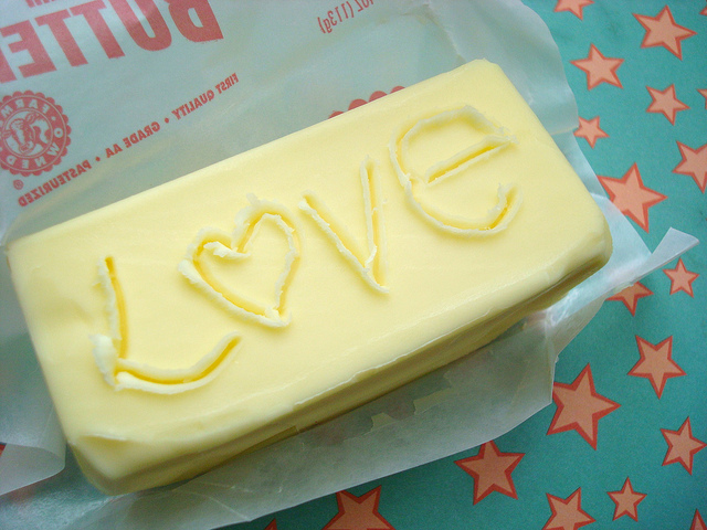 Butter with "Love" Carved into It