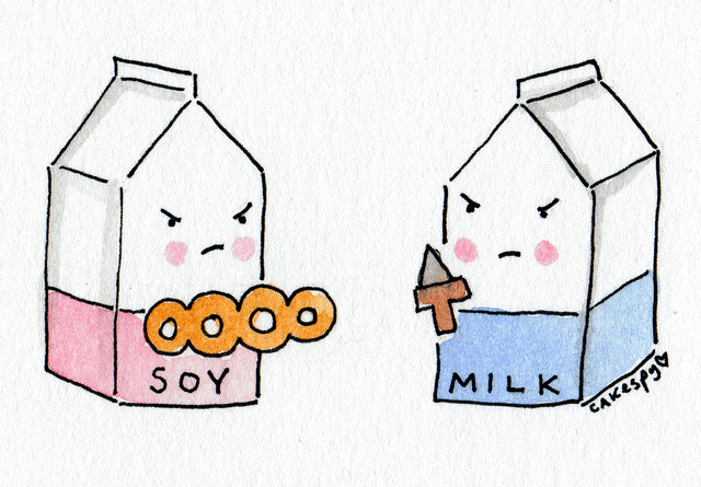 Cartoon: Soy Milk vs. Regular Milk