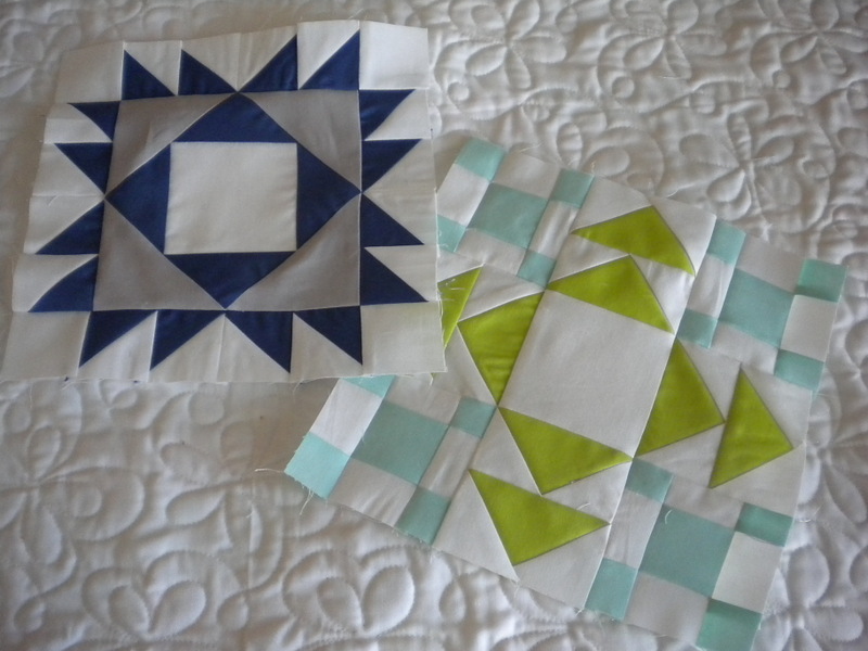 Two Quilt Blocks, One with Flying Geese Pattern