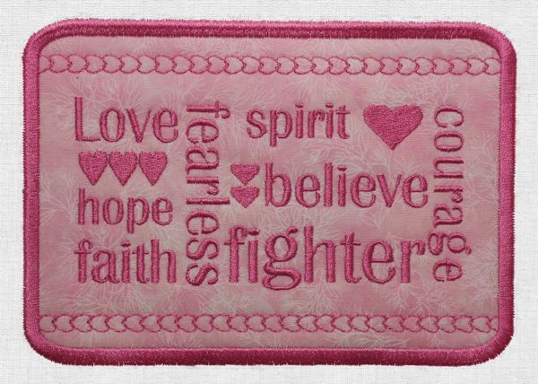 Embroidered Patch with Breast Cancer Awareness Theme 