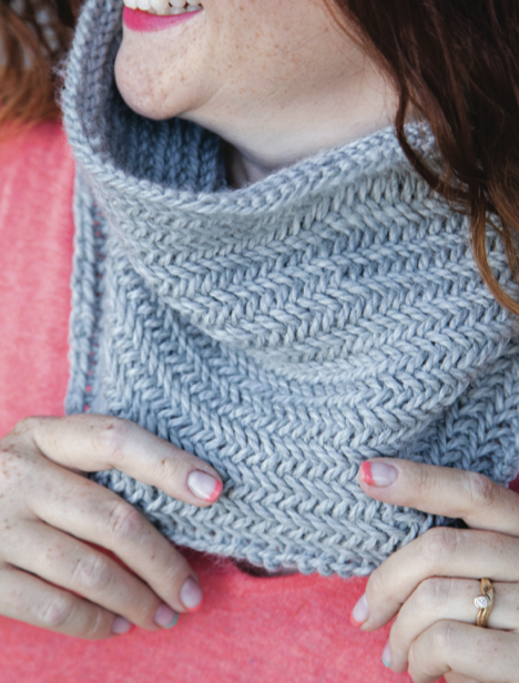 Blue Herringbone Cowl