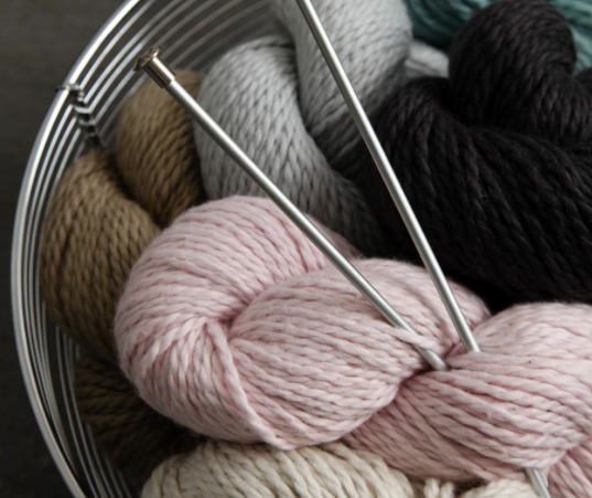 Needles and Yarn in Basket