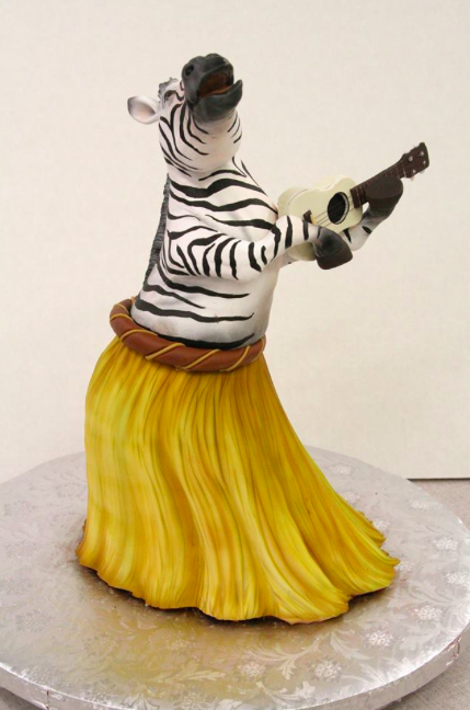 Cake Sculpted as Hula Dancing Zebra