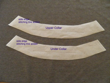Stitching lines drawn - making a one-piece shirt collar