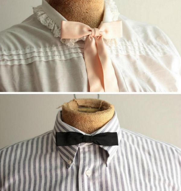 Skinny Black and Pink bowties on Mannequins