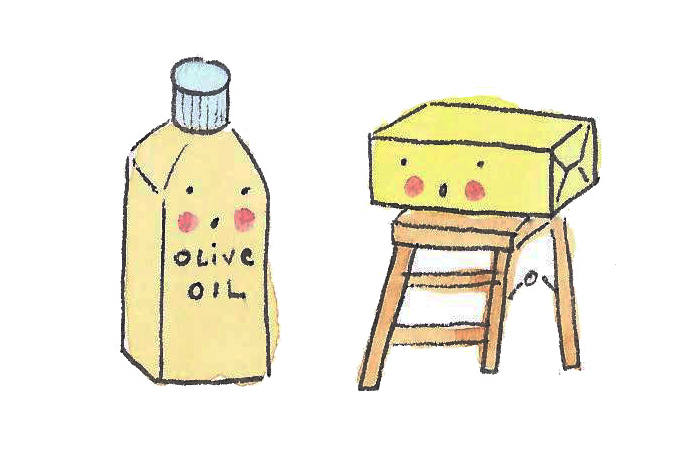 Cartoon of Olive Oil and Butter 