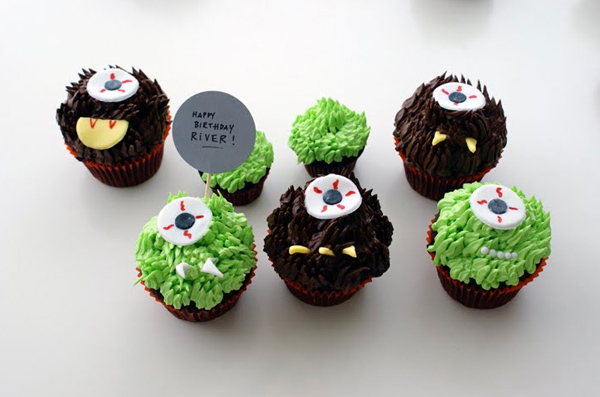 White and Brown Monster Cupcakes