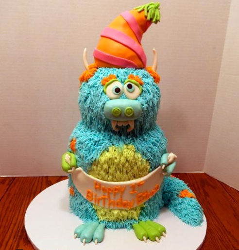 Blue Furry Monster Cake 