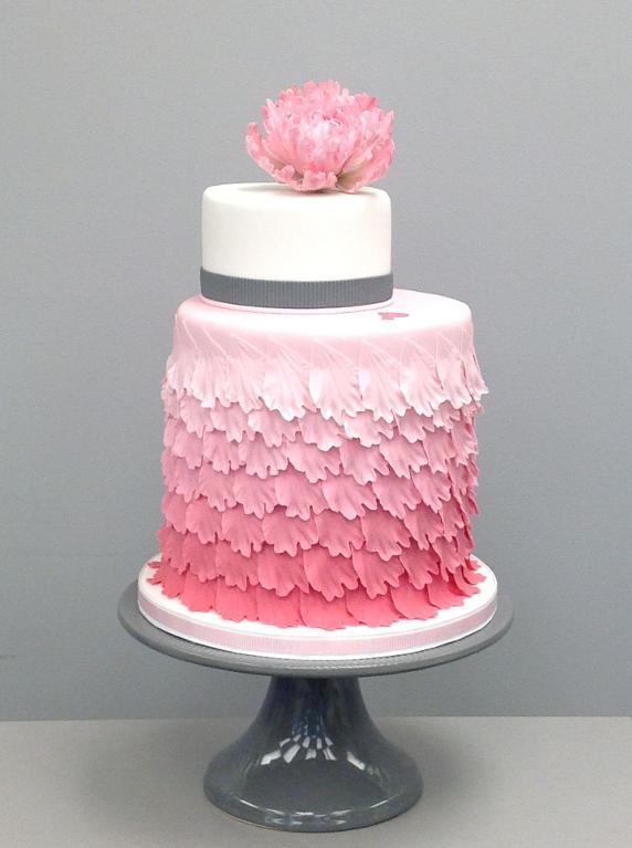 Frilled Pink Cake with Pink Sugar Rose