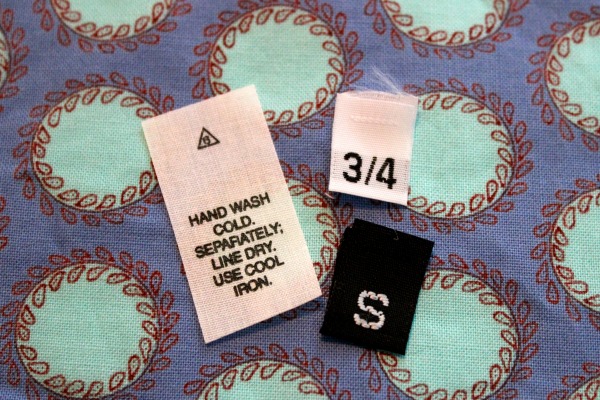 Care and size labels for Garments