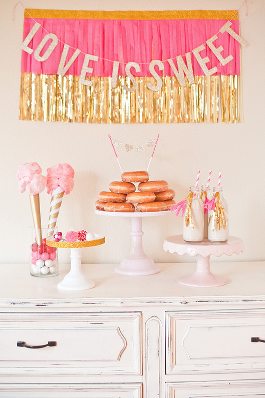 "Love is Sweet" Dessert Table with Doughnuts