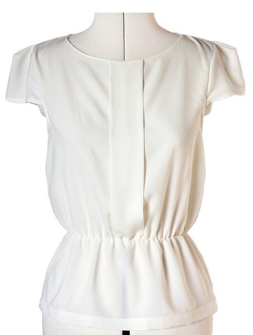 White Minna Blouse with Vintage Cut 