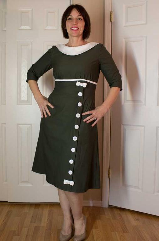 Woman Modeling Cute Green Peggy Dress