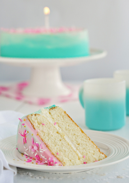 Slice of Cake on Plate, Cake in Background