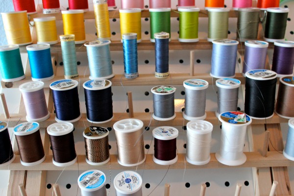 Spools of thread on Wooden Holder