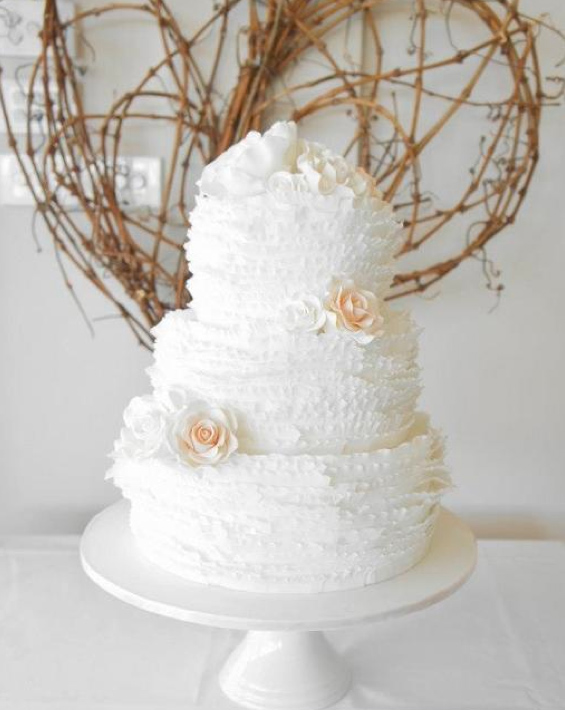 Tiered White Frilled Cake 