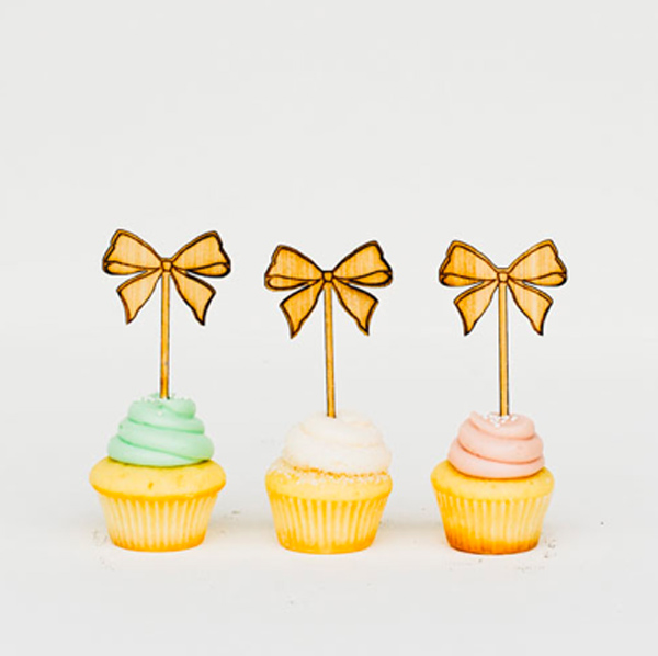 Yellow Bow Cupcake Toppers