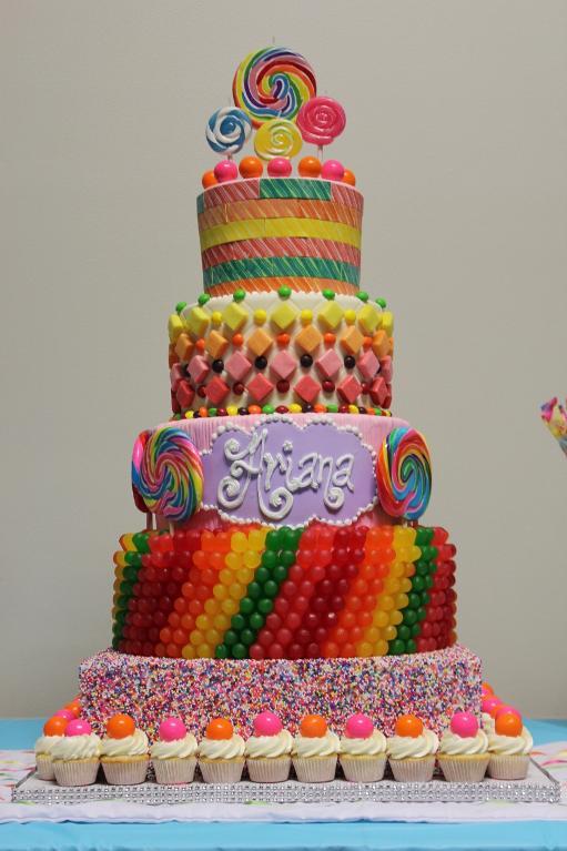 Tiered Candy Cake Covered in Gumdrops