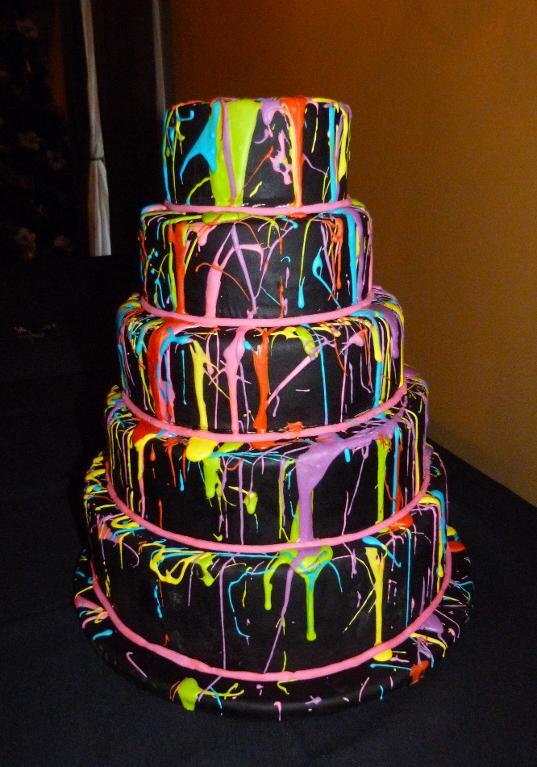 Neon-Painted Tiered Cake, on Craftsy 