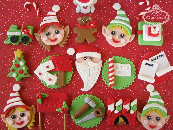 Fondant Cupcake Toppers: Santa's Workshop