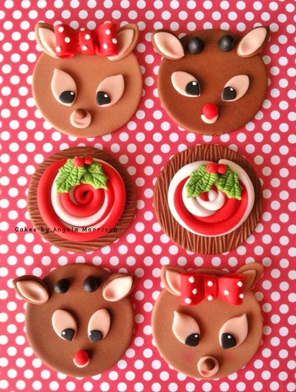 Reindeer & Christmas Goodie Fondant Cupcake Toppers