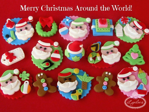 Global Christmas Fondant Cupcake Toppers