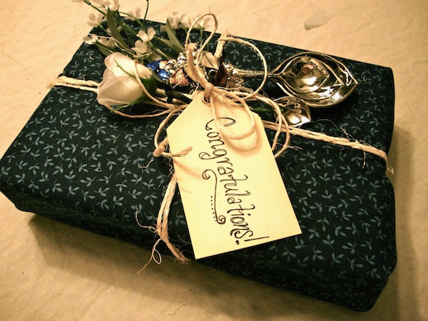 Gift Elegantly Wrapped in Fabric 