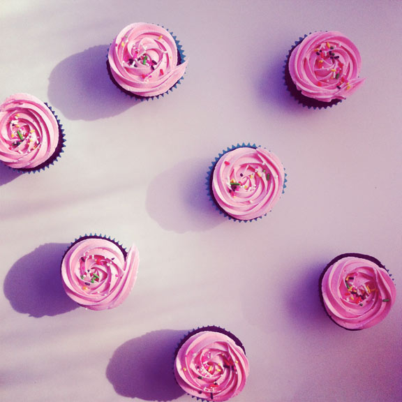 Pink, Sprinkled Cupcakes