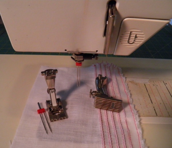 Pintuck foot with twin needle
