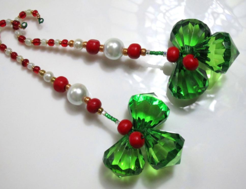 Beaded Holly Christmas Decorations