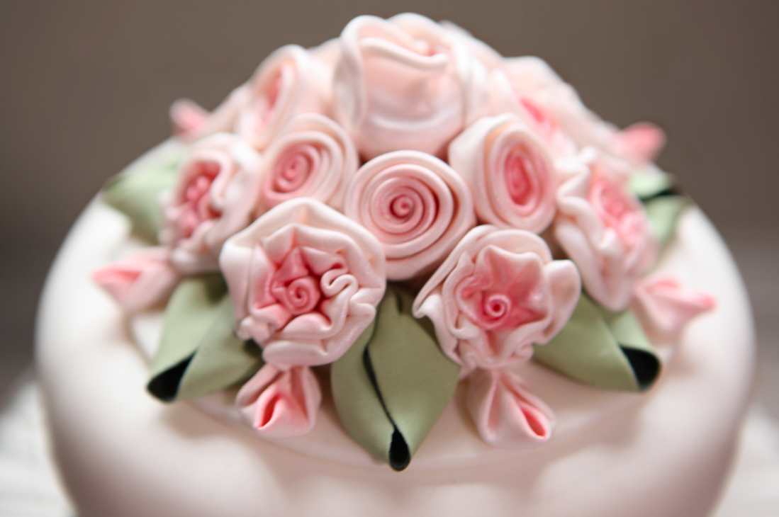 Cake with Rolled Fondant Flowers, by Gary Chapman