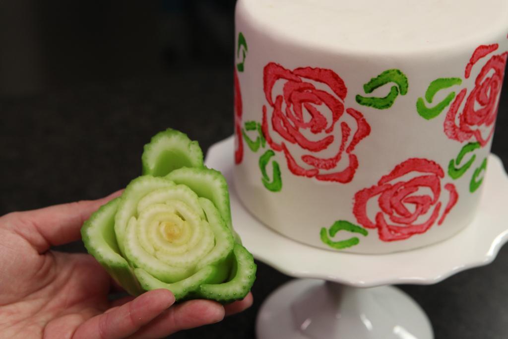 Celery Stamp and Hand-Stamped Cake, on Craftsy