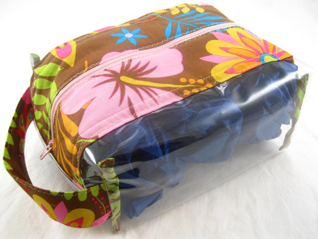 Small Floral Travel Bag with Plastic Side