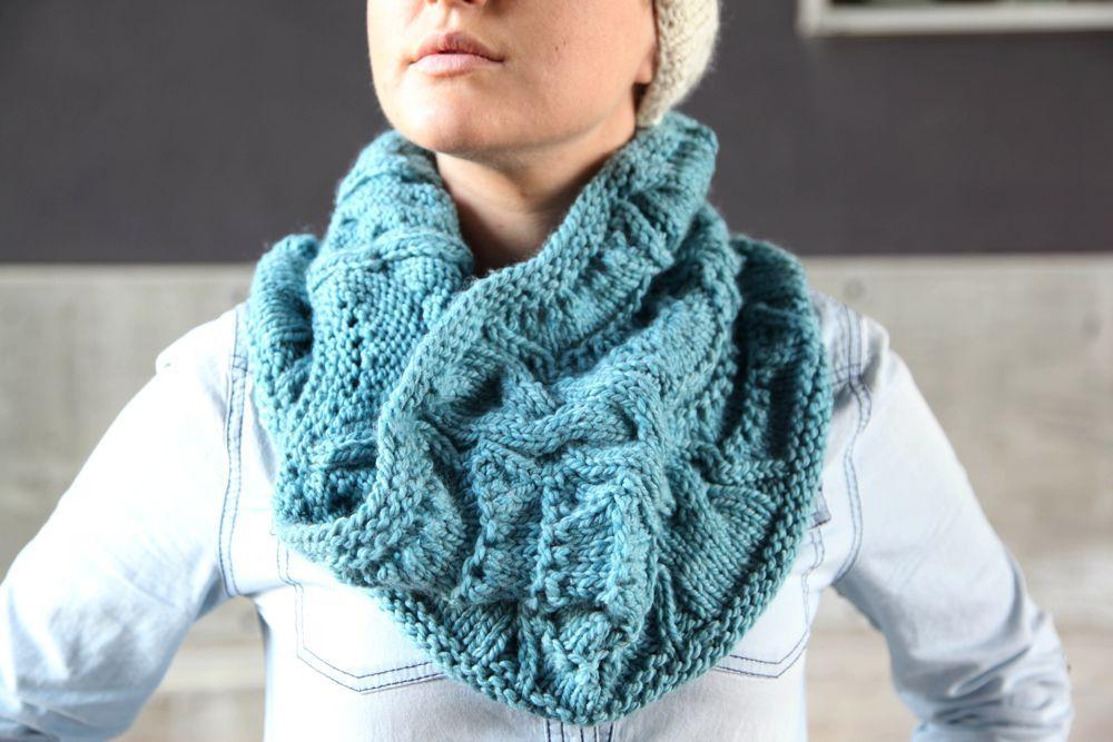 Woman in Lacy Cabled Cowl